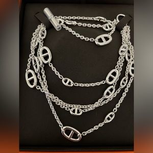 New Hermes Silver Farandole Rope Necklace 160cm - Brand new in Box